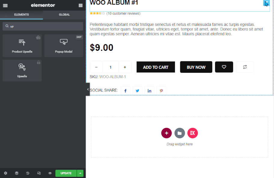 drag and drop upsell widget