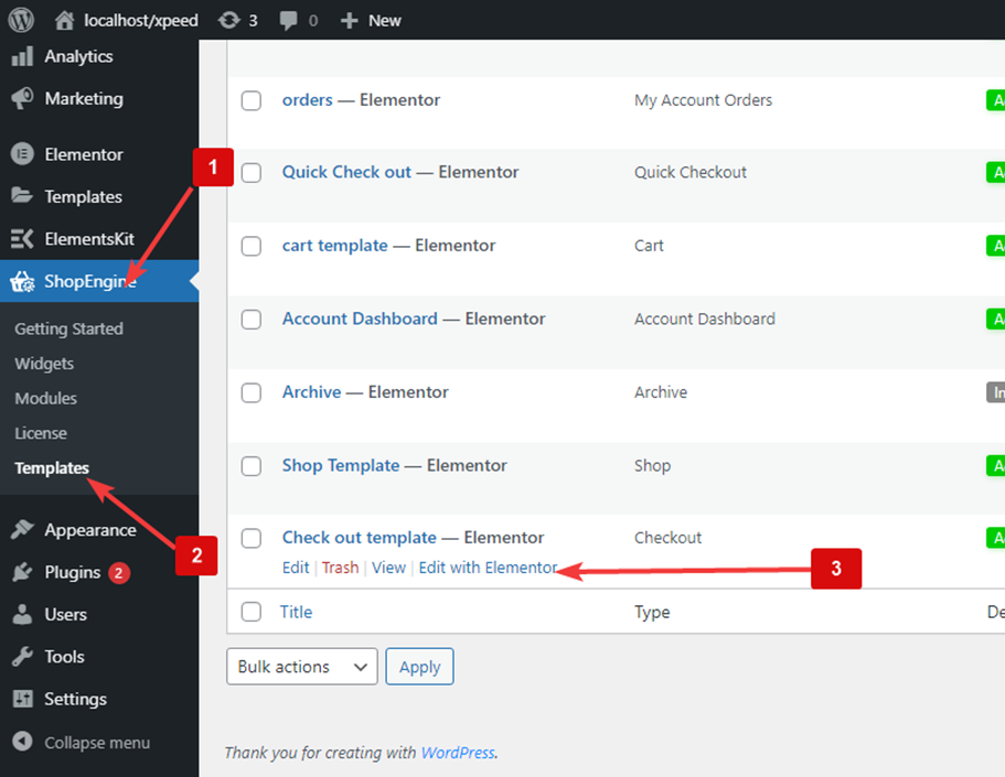 edit checkout template