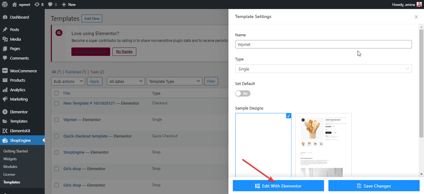 Edit template for product price