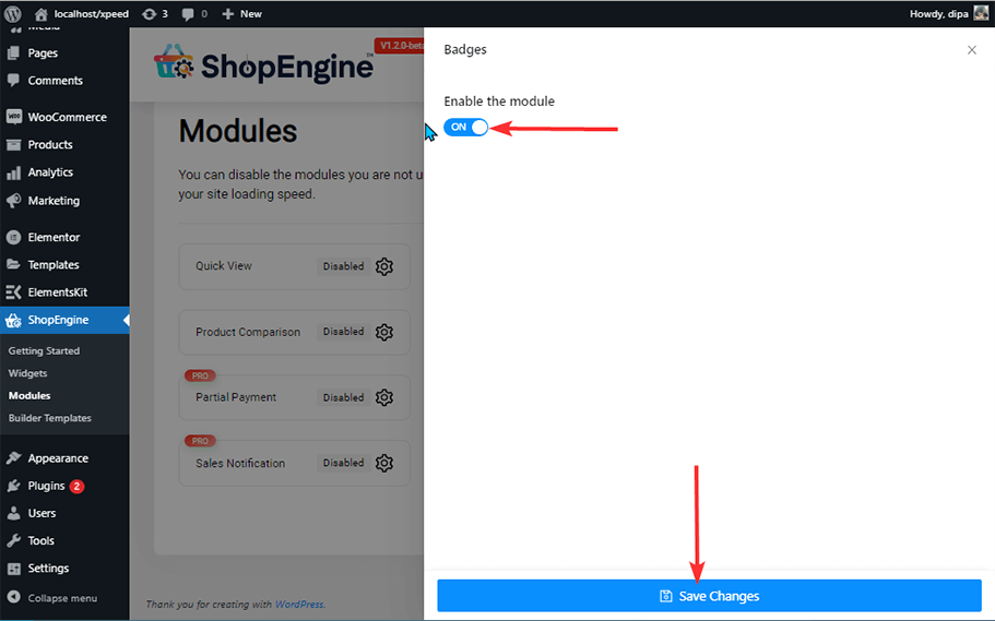 Enable Badges Module