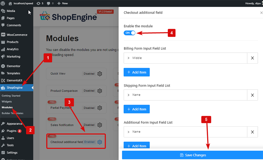 Enable checkout Additional Field