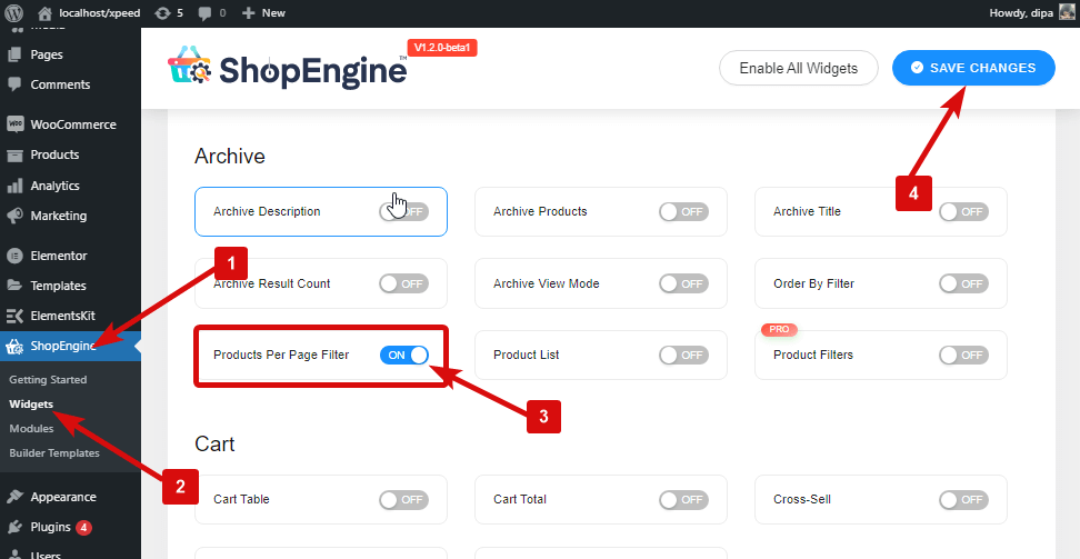 Enable products per page filter