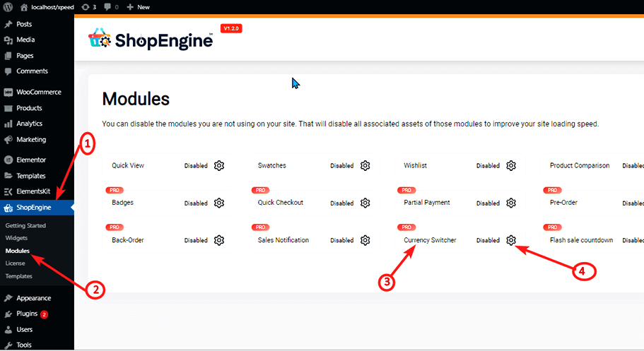 settings currency switcher module