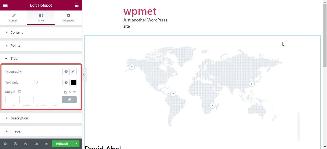 Edição de título da imagem do hotspot WordPress