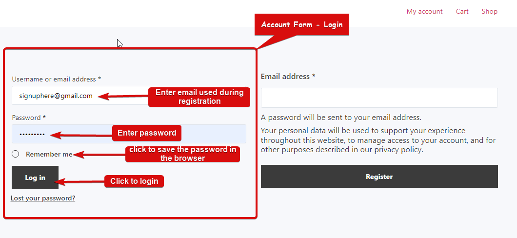 Preview Account Form Login