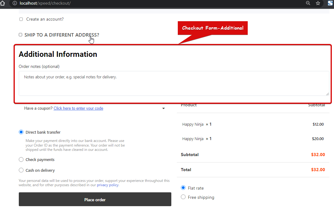 Preview Checkout Form-Additional