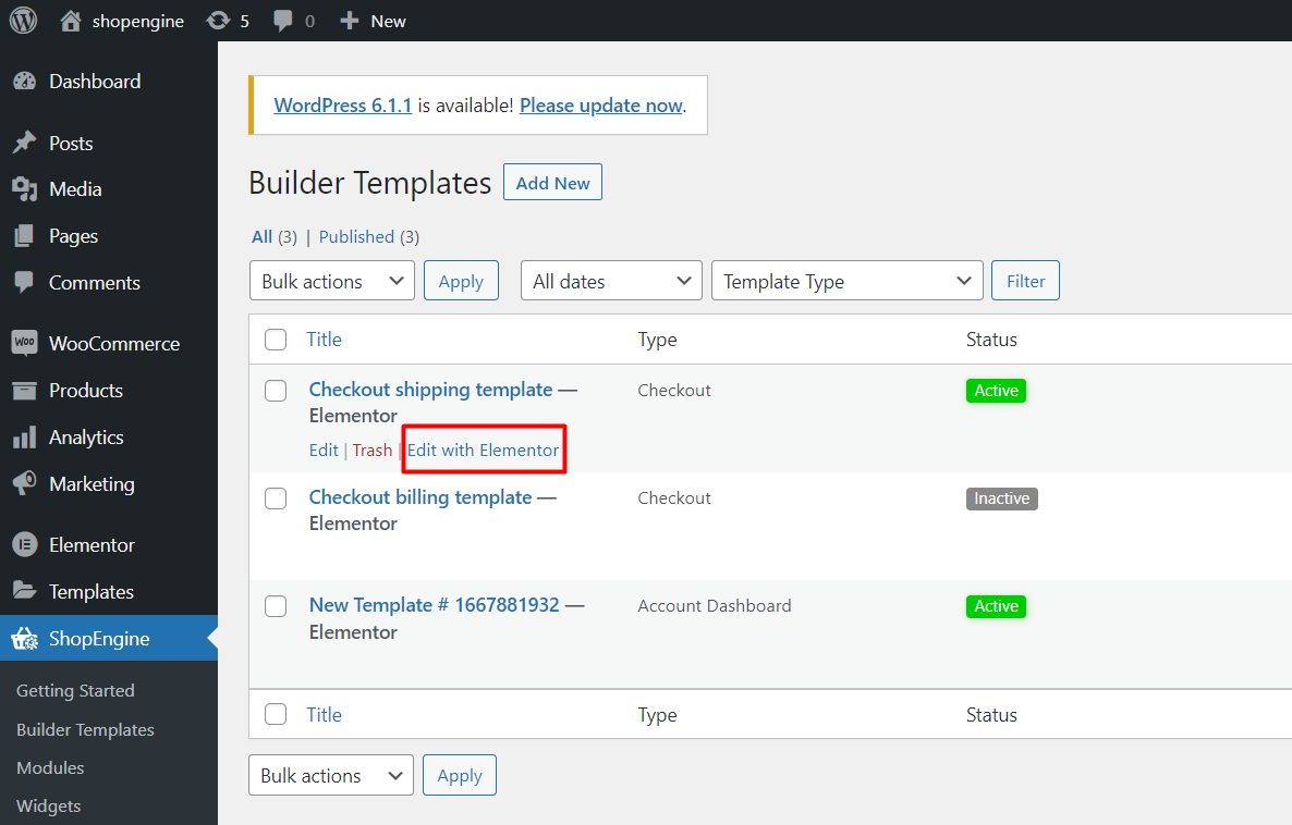 Edit Checkout-shipping template with Elementor