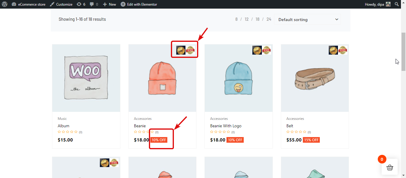 Here is a preview of how ShopEngine Badge module looks like on the Shop page: