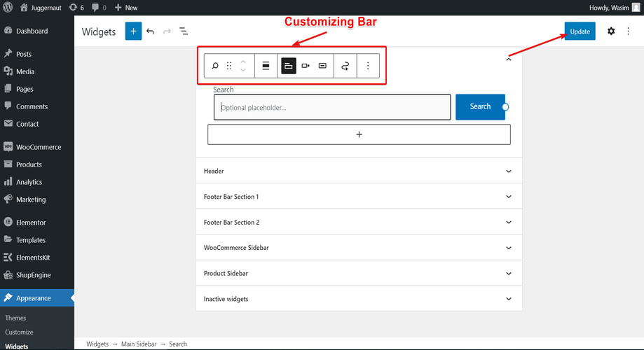Customize the search bar