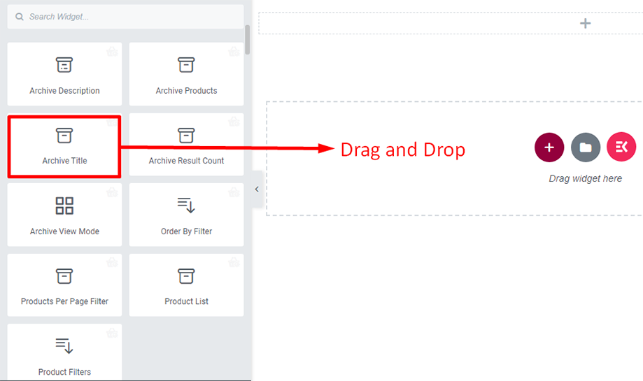 Drag and drop archive title widget