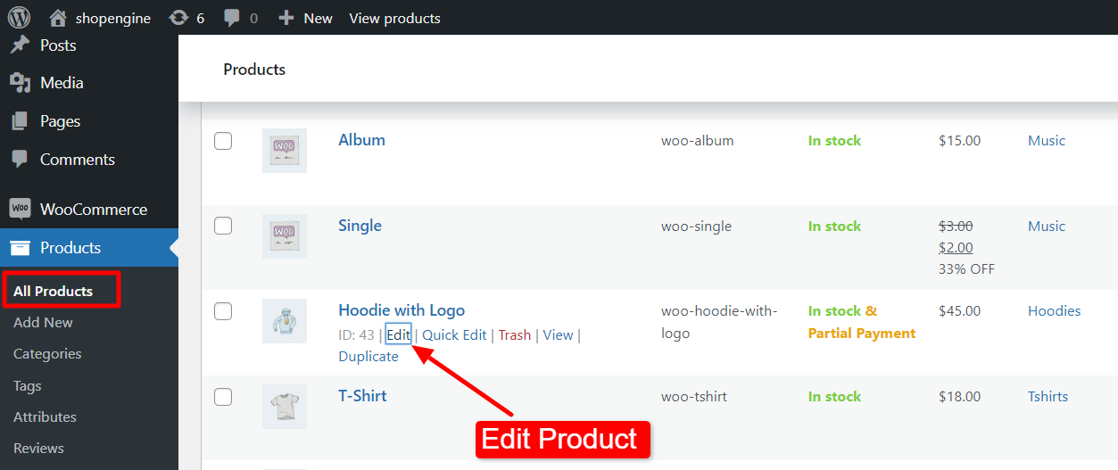 how to edit product page to enable partial payment