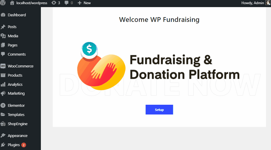 WP Fundraising Startup Settings
