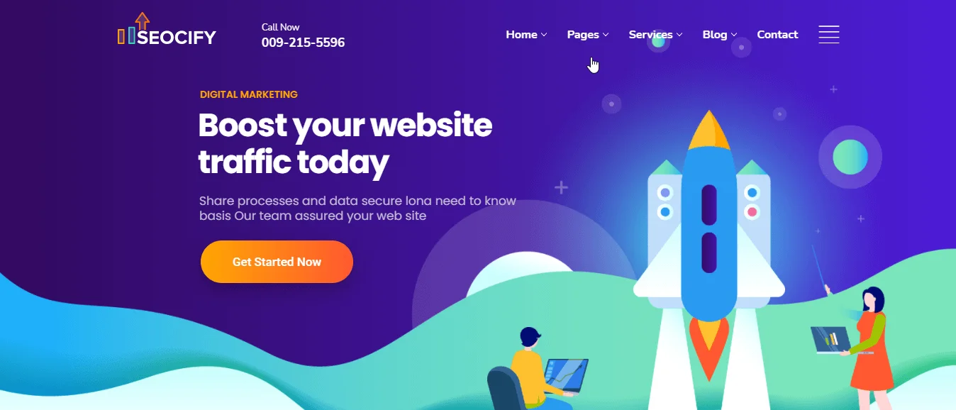 Seocify WordPress theme best portfolio theme to use with elementor