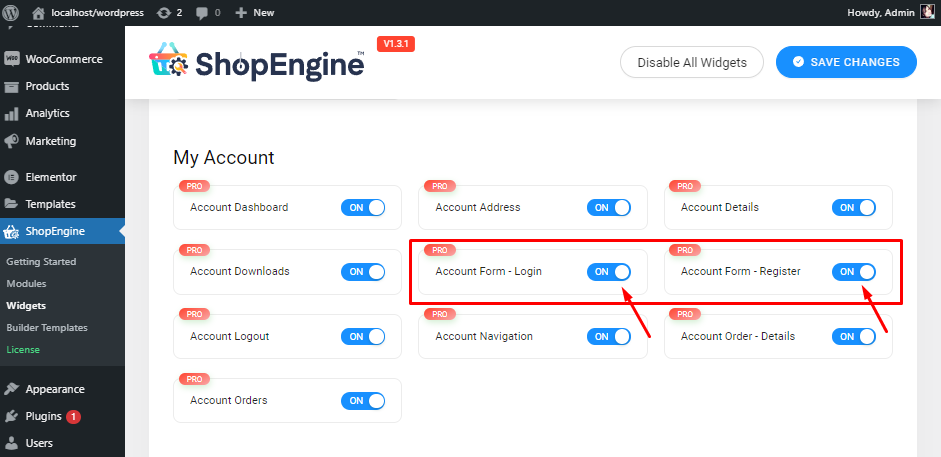  Customizing My Account Login/Register    