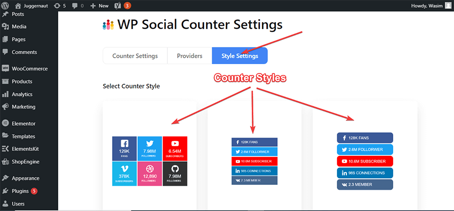 Social counter styles