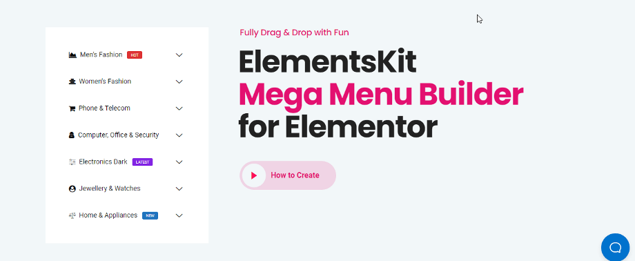  Mega menu builder for elementor