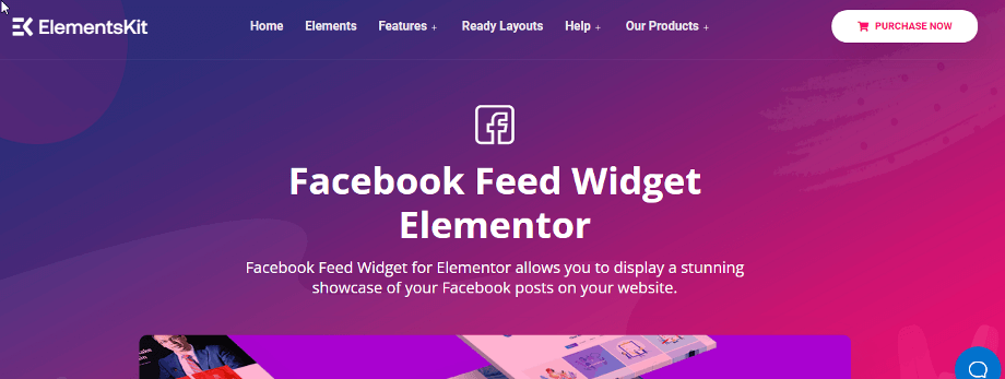 Facebook feed by ElementsKit