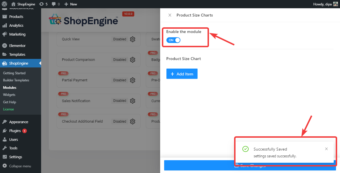 enable product size charts