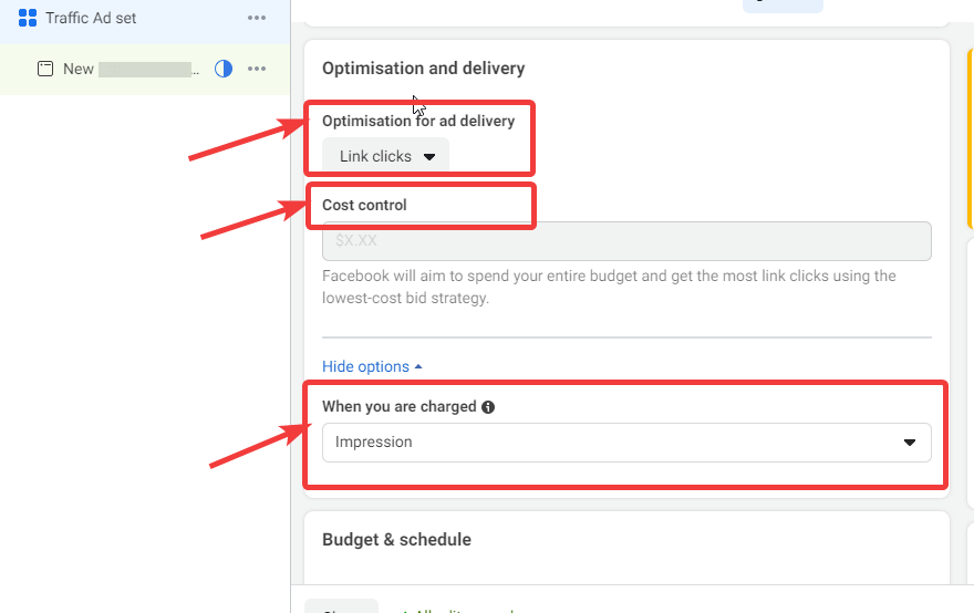 optimization and delivery settings