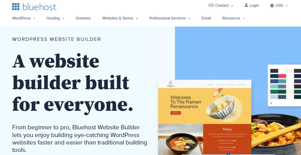 Construtor de sites Bluehost - Construtores de sites WordPress