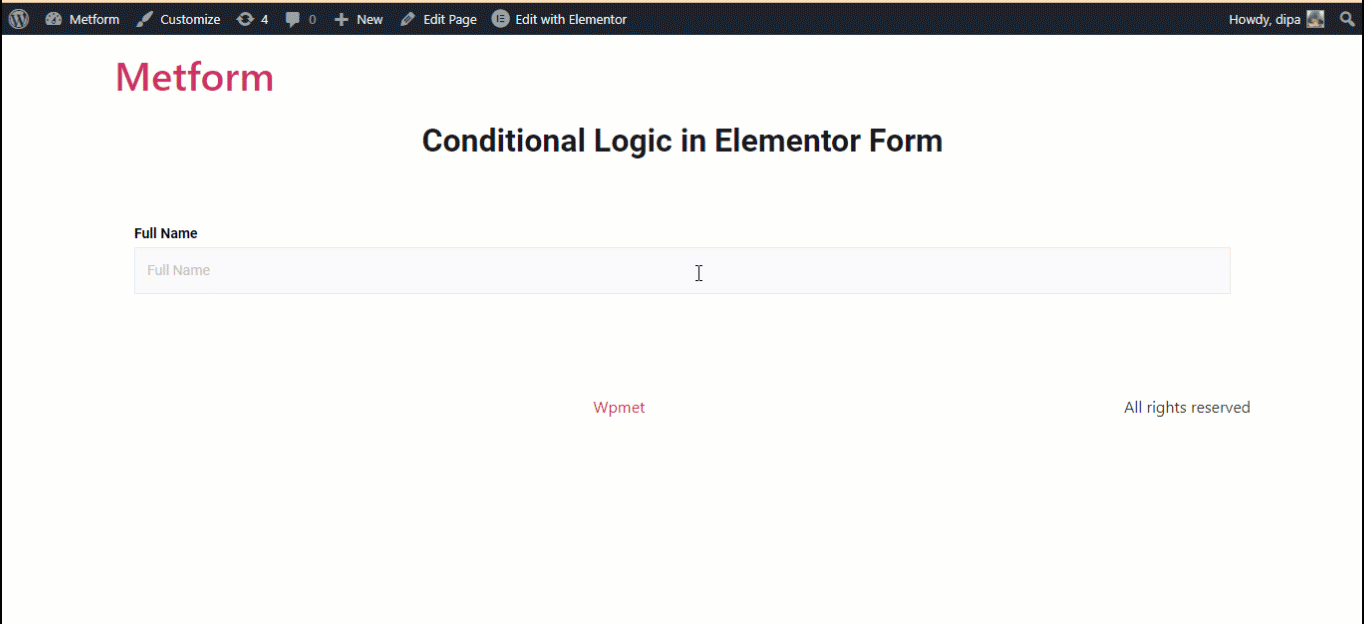 Elementor conditional logic form