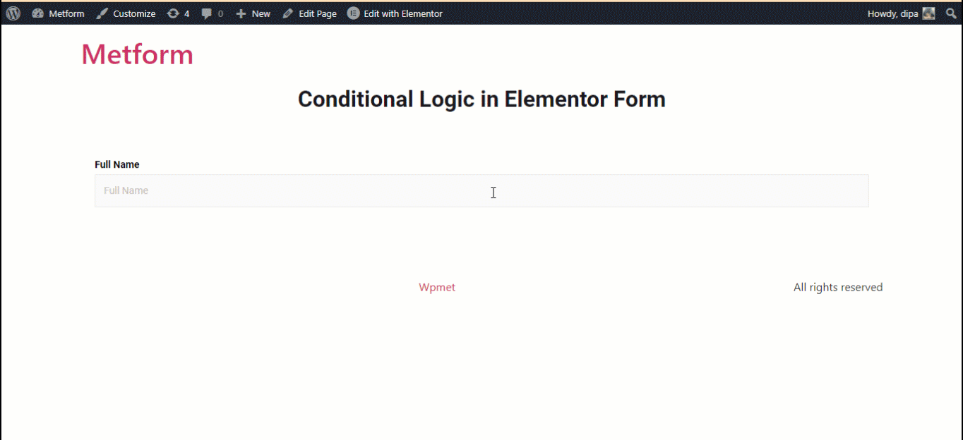 Elementor betinget logik form