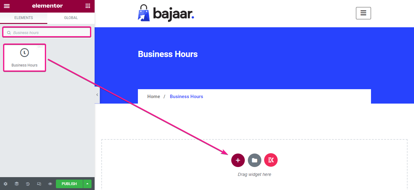 Add WooCommerce opening hours with ElementsKit business hours widget