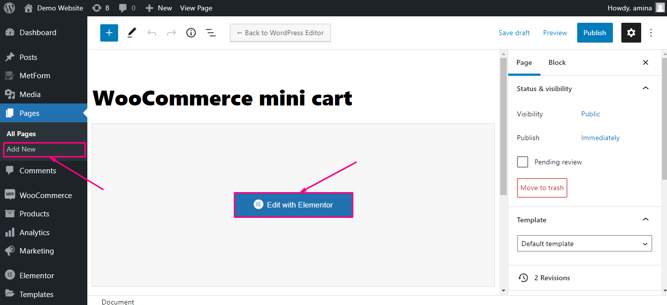 Como adicionar mini carrinho com ElementsKit