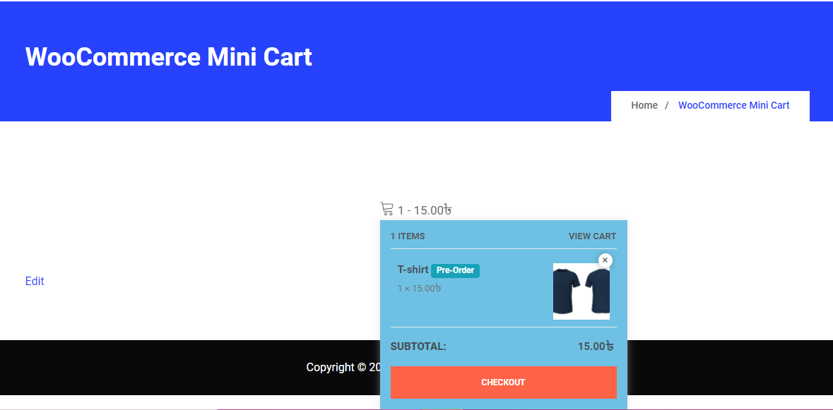 Final woo mini cart using ElementsKit