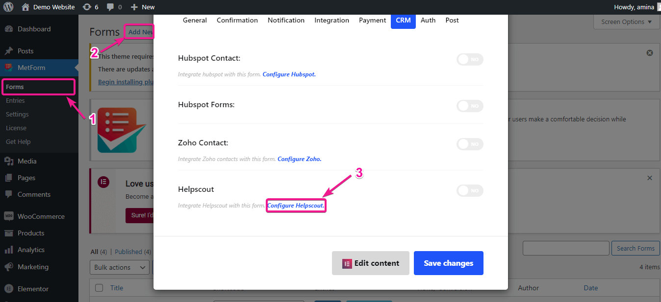 Configure Helpsocut to integrate