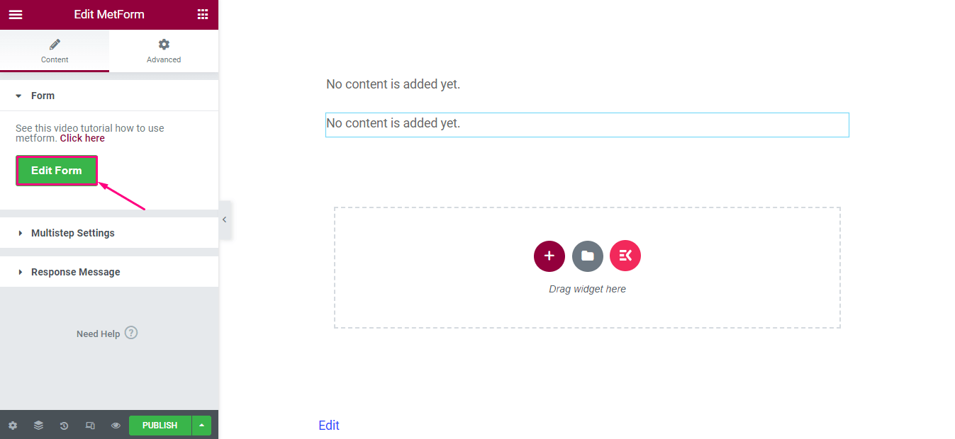 edit form with MetForm 