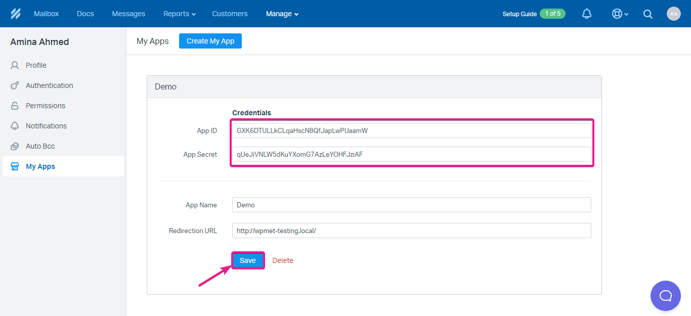 Helpscout integration settings