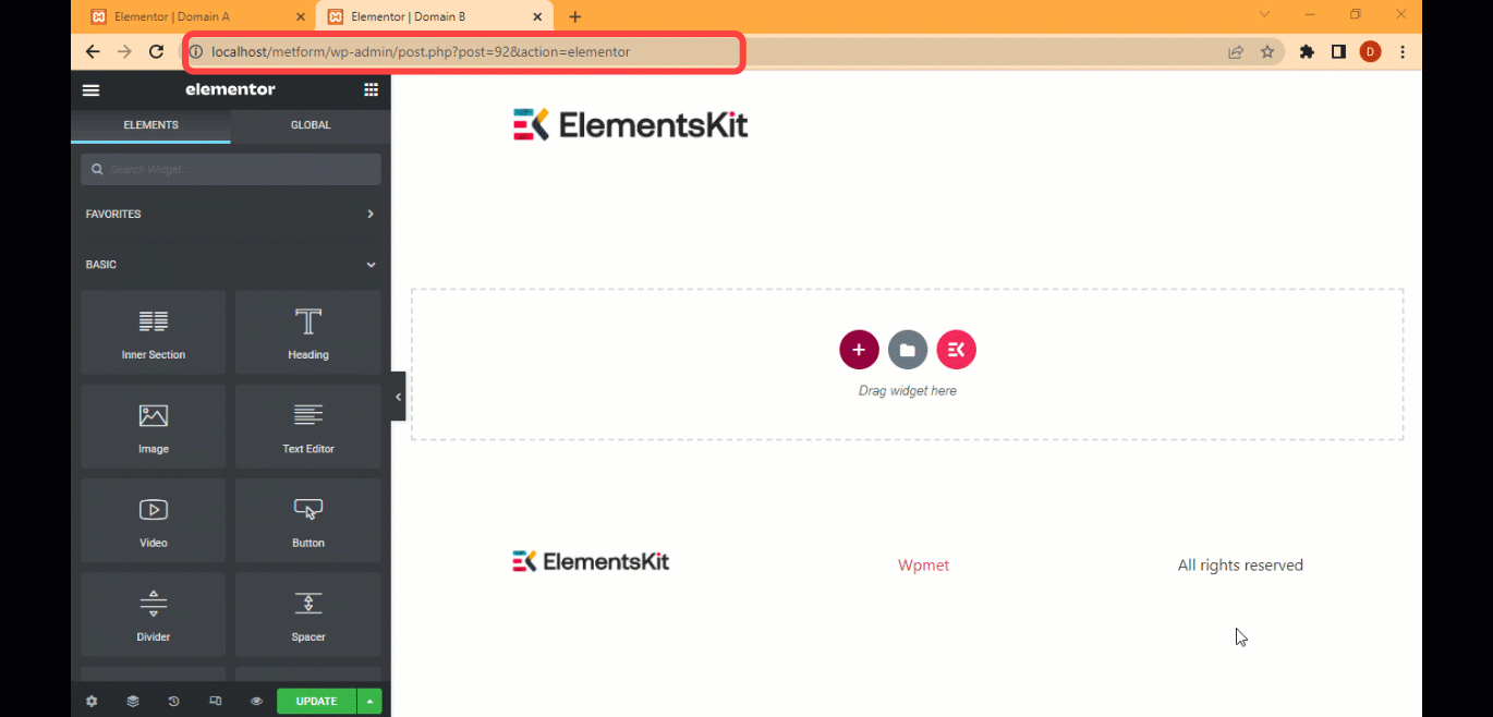Elementor cross domain copy paste