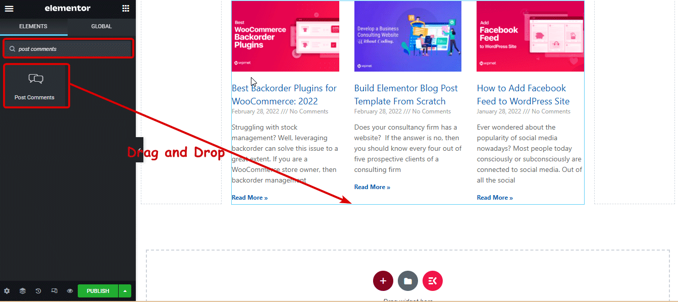Elementor post comment widget custom blog page elementor