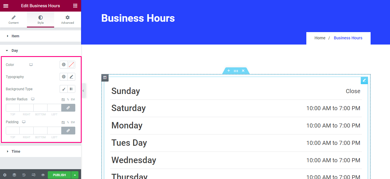 Style editing your WooCommerce opening hours