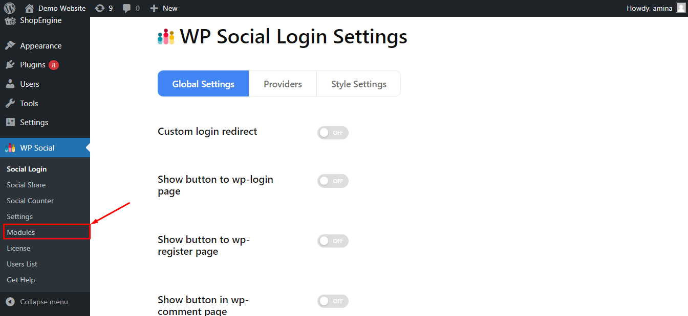 Customize login page with WP Social login Customizer module