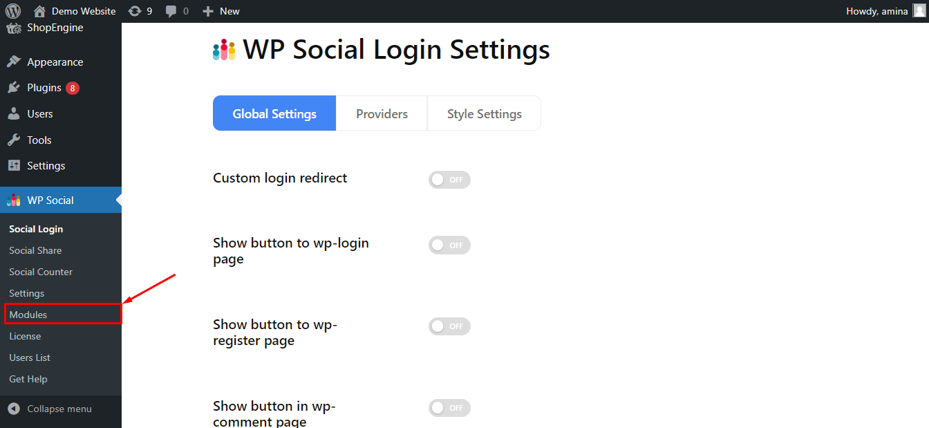 Tilpas login-siden med WP Social login Customizer-modul