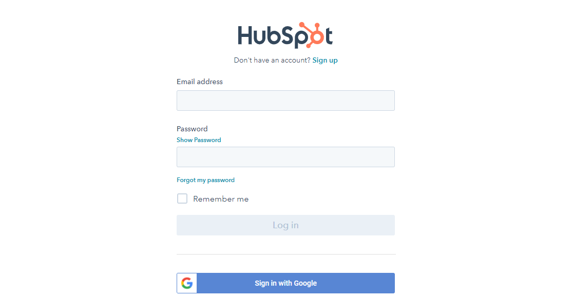 Sign up or sign in to HubSpot to connect with MetForm
