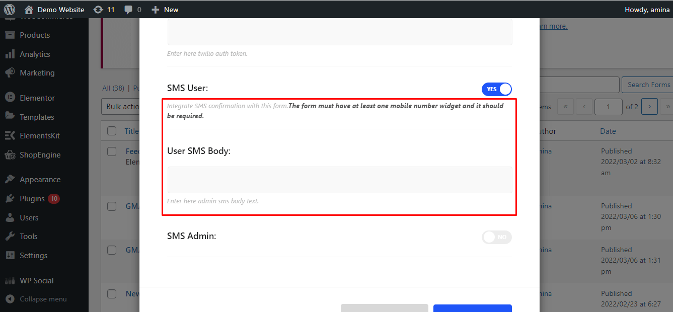 How to integrate Twilio with MetForm