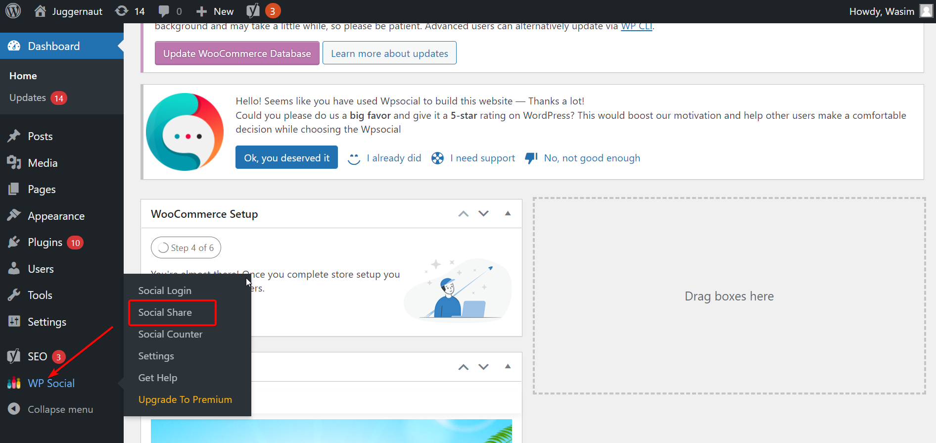 Navigate to social share from Wp Social to add social share buttons