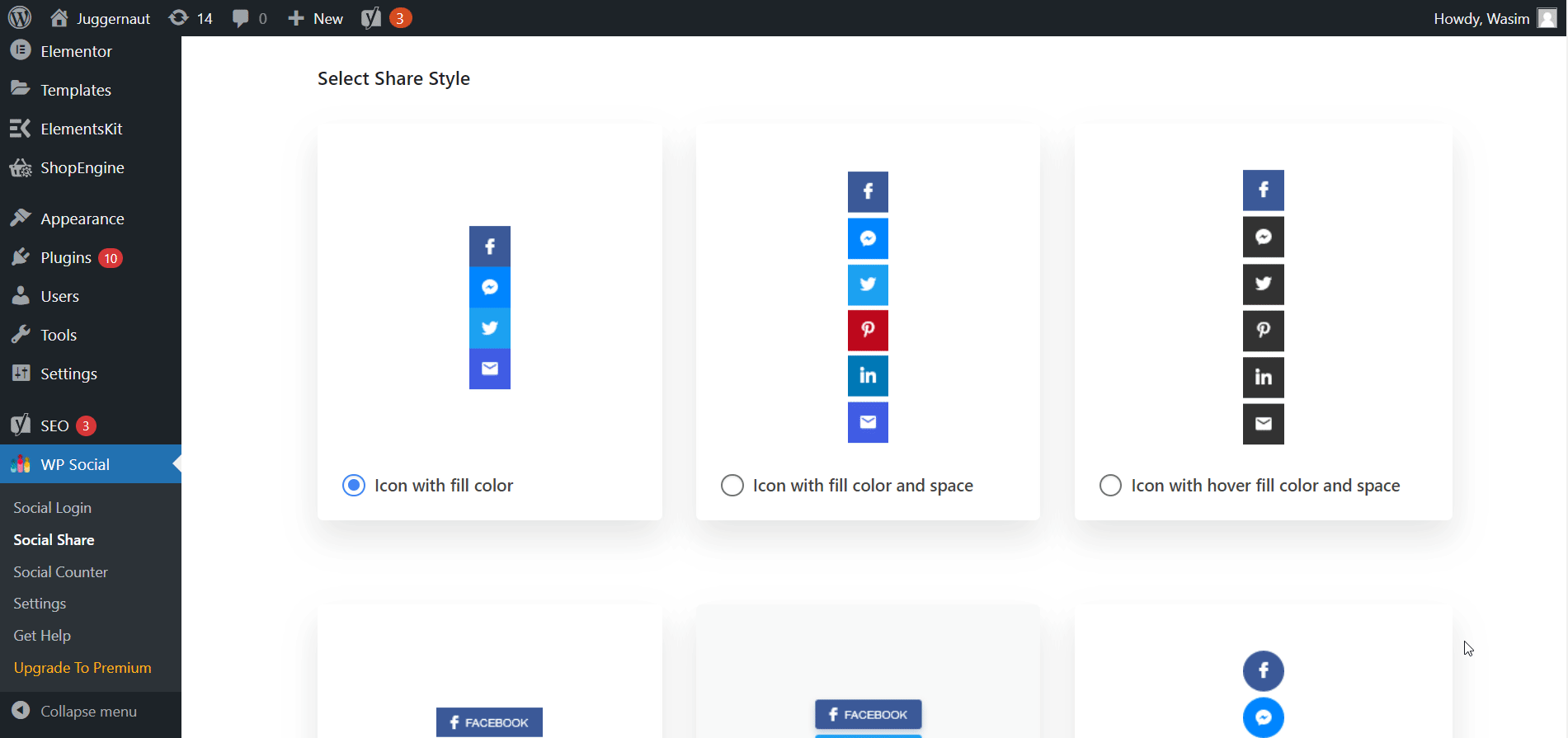 Select your preferred share button style
