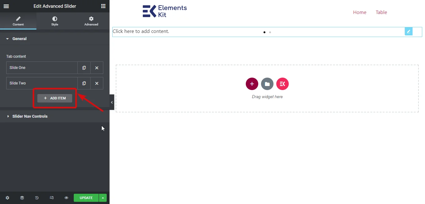 Aggiungi un nuovo dispositivo di scorrimento Dispositivo di scorrimento avanzato in Elementor