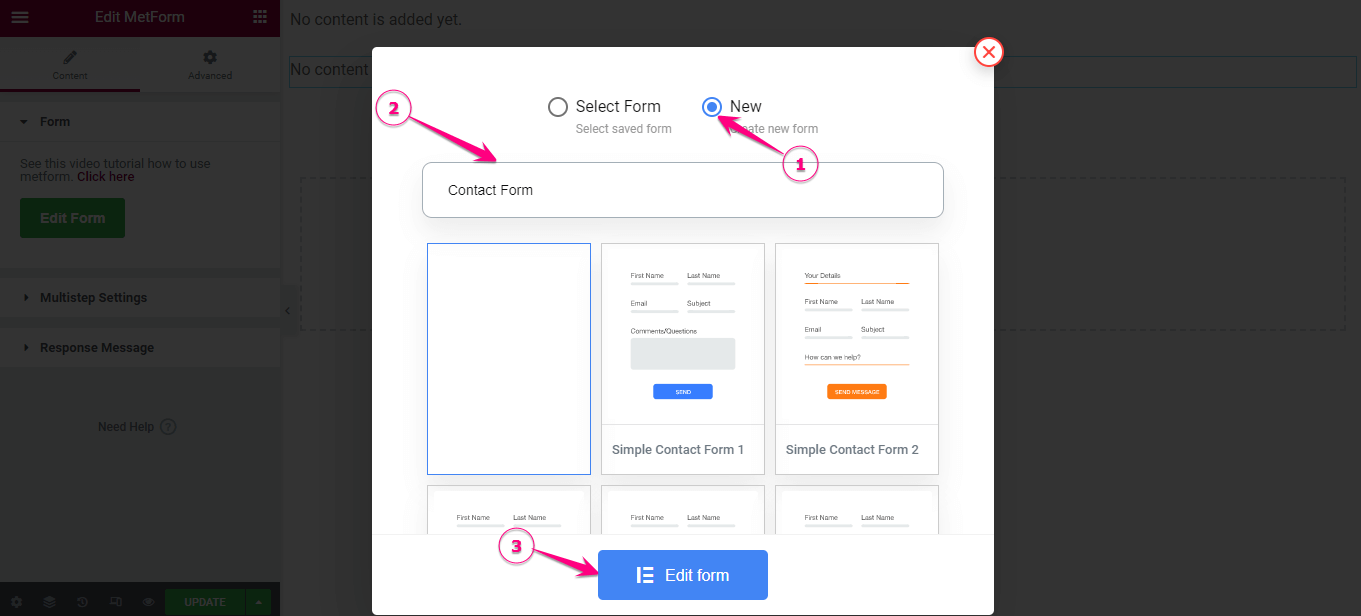 Create a new form with MetForm for HubSpot Integration