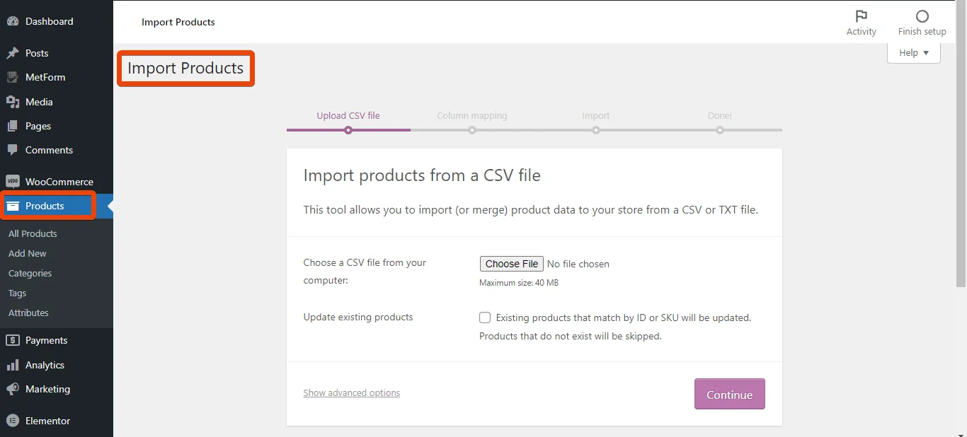 importar produtos do Shopify no WooCommerce