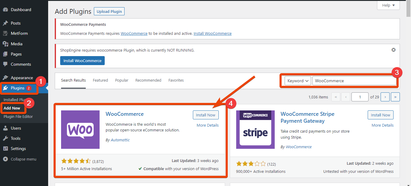 install WooCommerce to migrate Shopify to WooCommerce