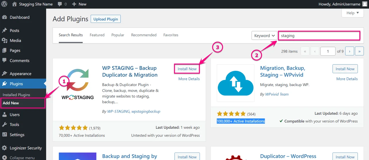 Instale o plugin de teste do WordPress para site de teste