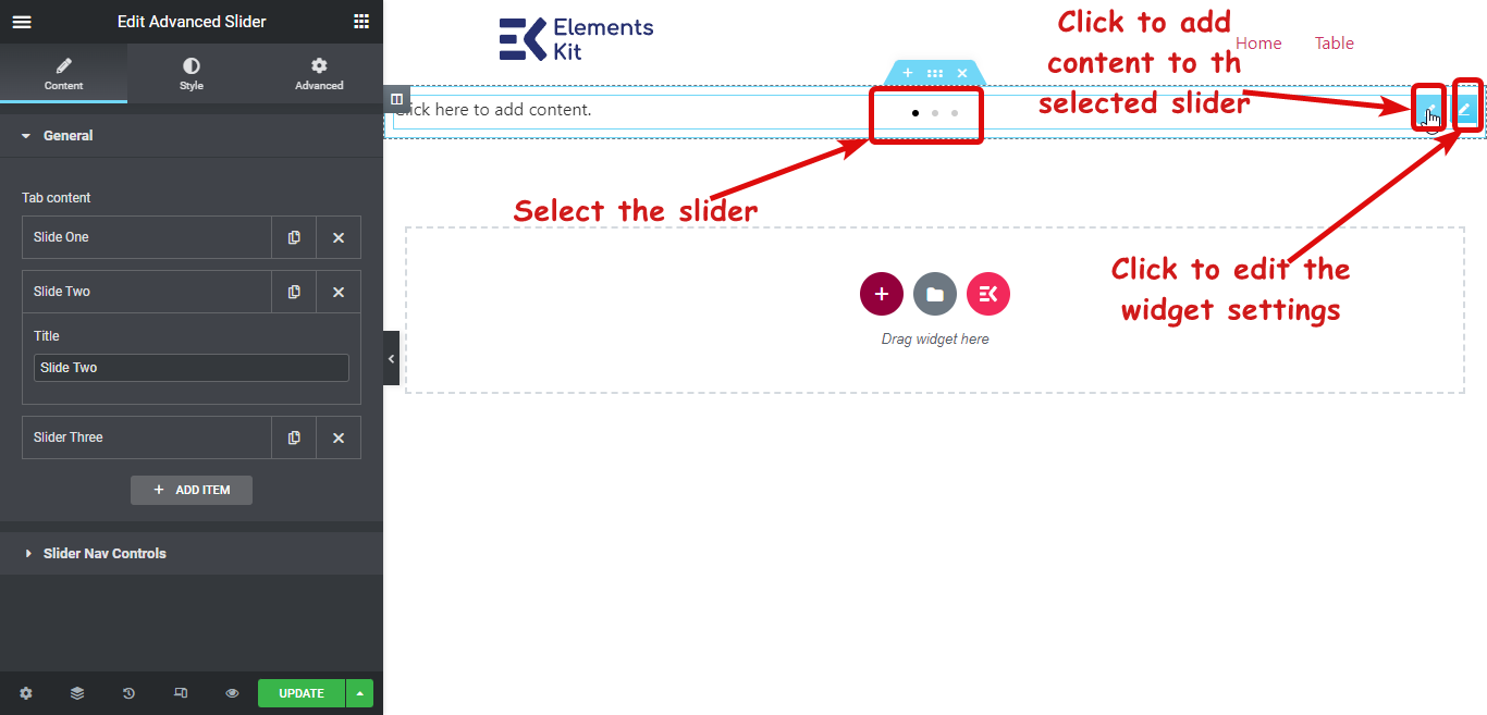 ElementsKit advanced slider options