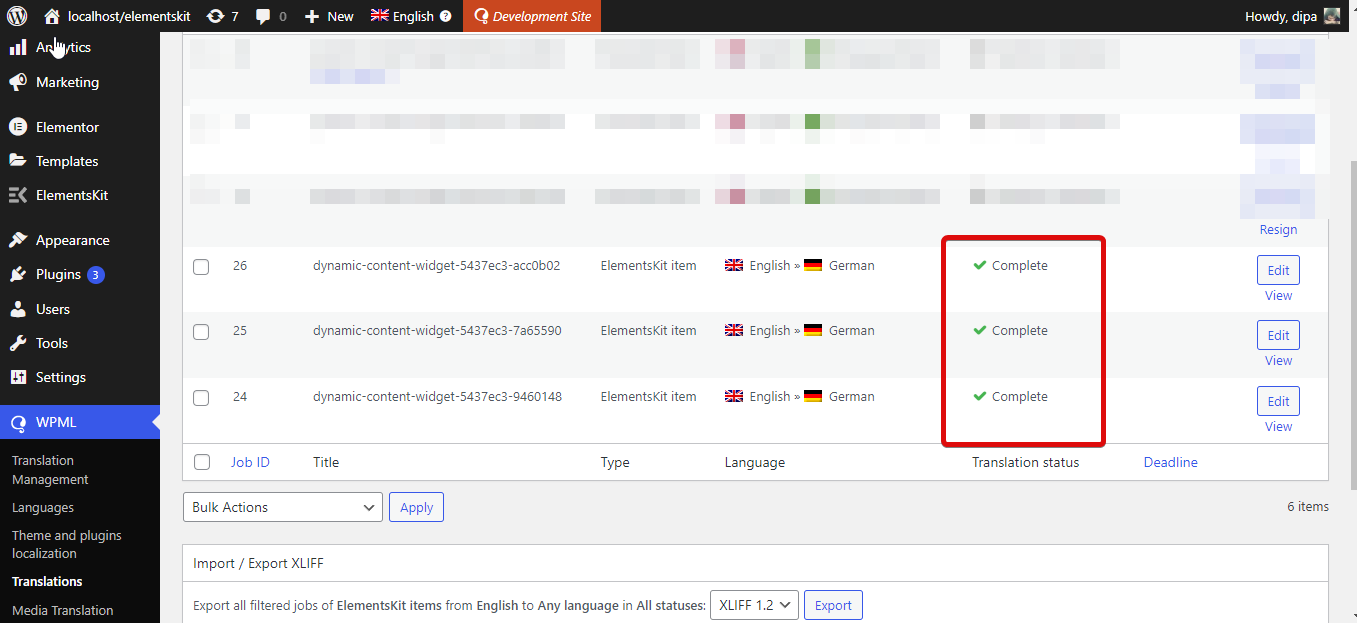 translate ElementsKit advanced tab with wpml