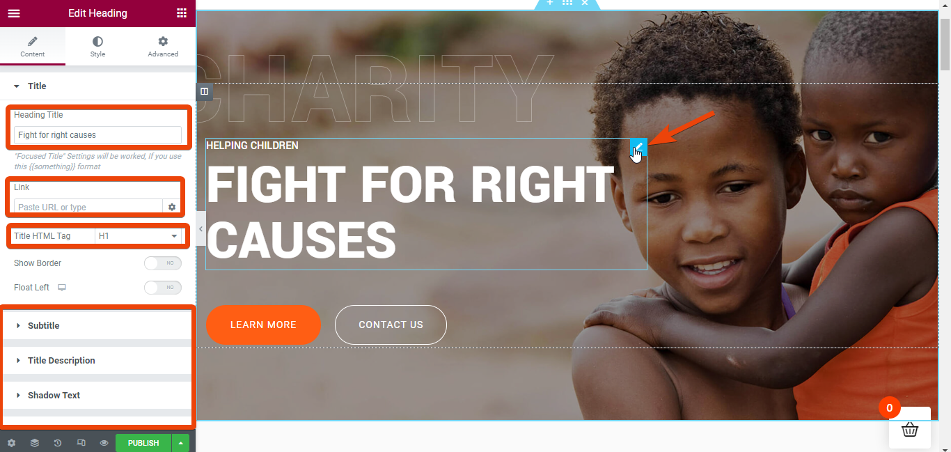 customize the charity template to build a nonprofit website