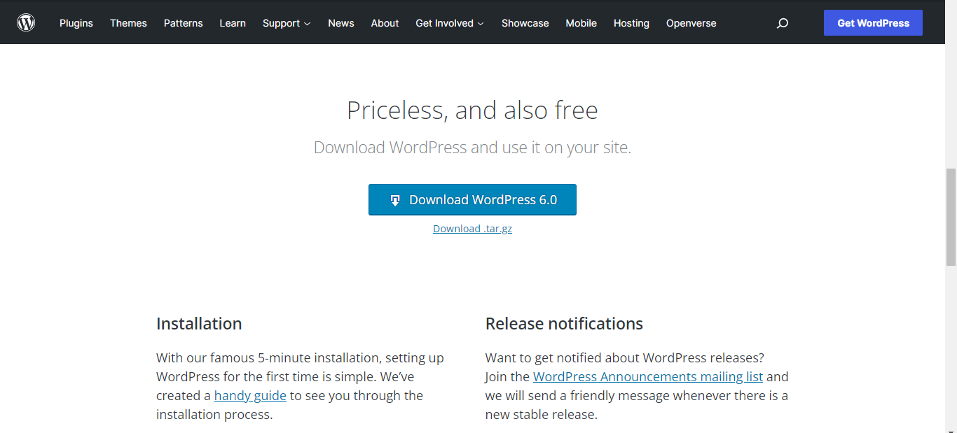 install WordPress CMS